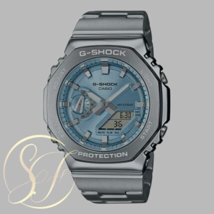 Casio G-Shock GM2110D Stainless Steel Ice Blue Dial