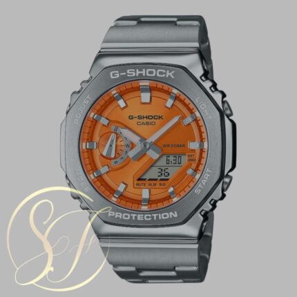 Casio G-Shock GM2110D Stainless Steel Orange Dial